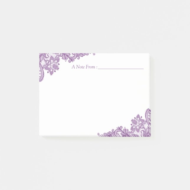 Bloco Post-it Laço floral roxo da lavanda elegante (Frente)