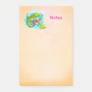 Bloco Post-it Lagarto Tropical com Flores