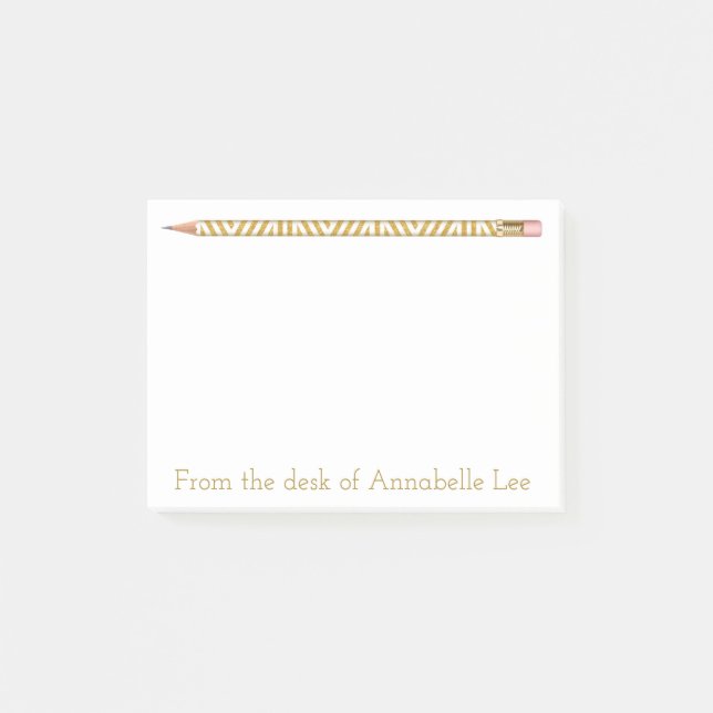 Bloco Post-it Lápis Dourado três (Frente)