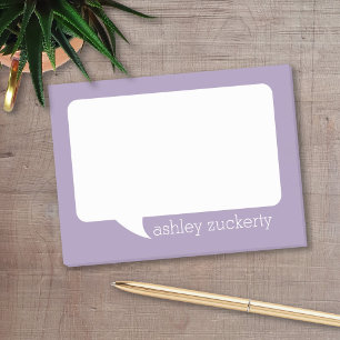 Bloco Post-it Lavendar e White Talk Bubble Nome Personalizado