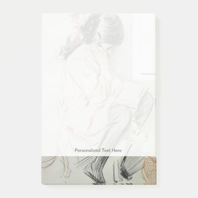 Bloco Post-it Leitura de Paulette que senta-se em seu cão de (Frente)