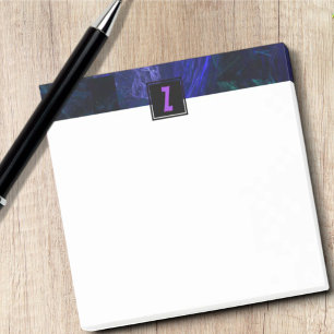 Bloco Post-it Letra inicial Elegante Monograma   Azul Luminoso