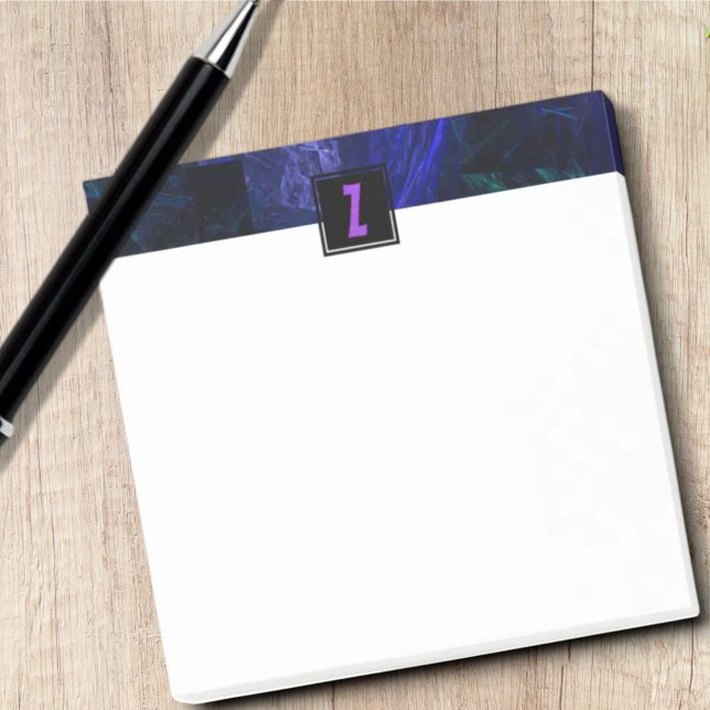 Bloco Post-it Letra inicial Elegante Monograma | Azul Luminoso (Monogram 40 sheet Post-It Notepad)