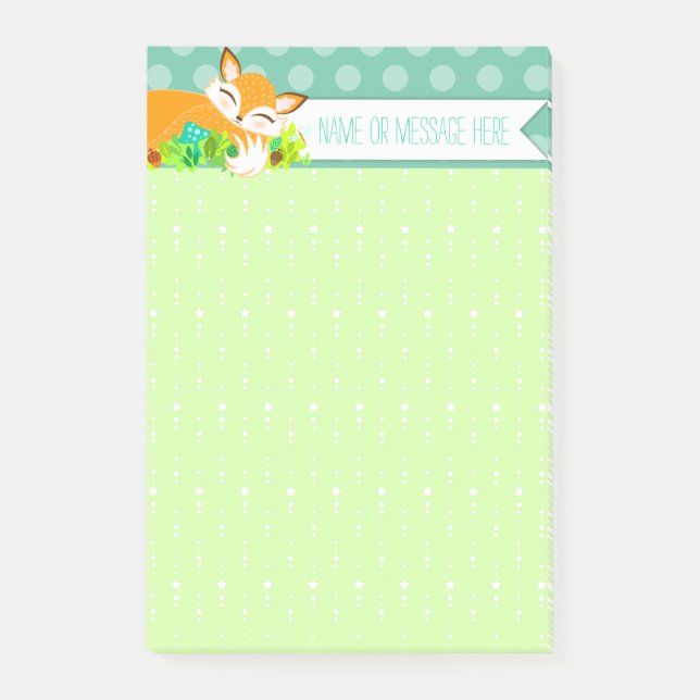 Bloco Post-it Lil Foxie Cub - notas feitas sob encomenda bonitos (Frente)