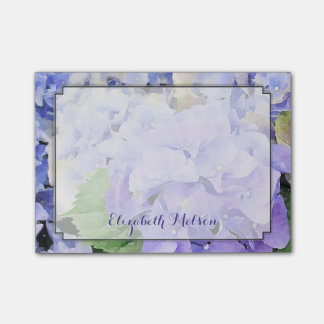Bloco Post-it Lilac da aguarela do Hydrangea & costume azul