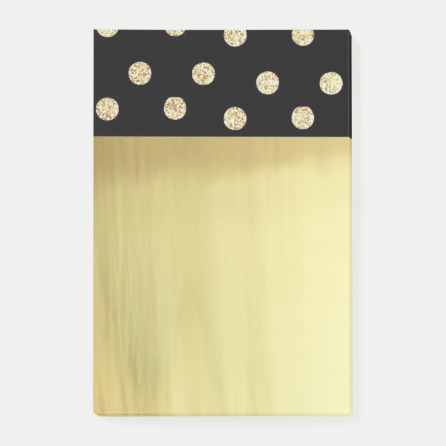 Bloco Post-it Lindo Elegante Falso Ouro Pontos Pretos (Frente)