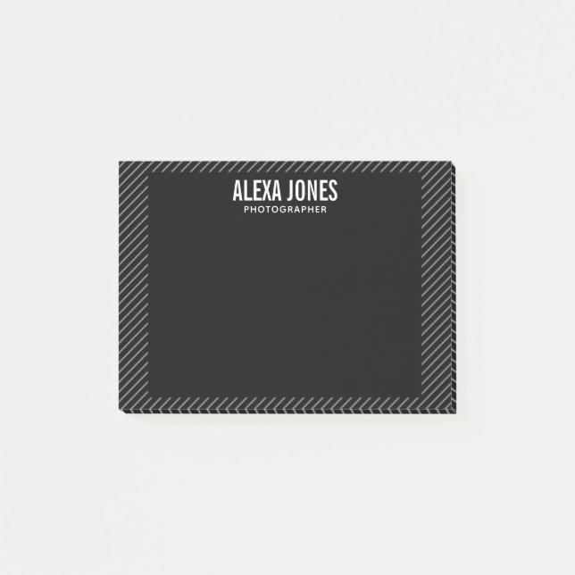 Bloco Post-it Linhas Modernas Pretas (Frente)