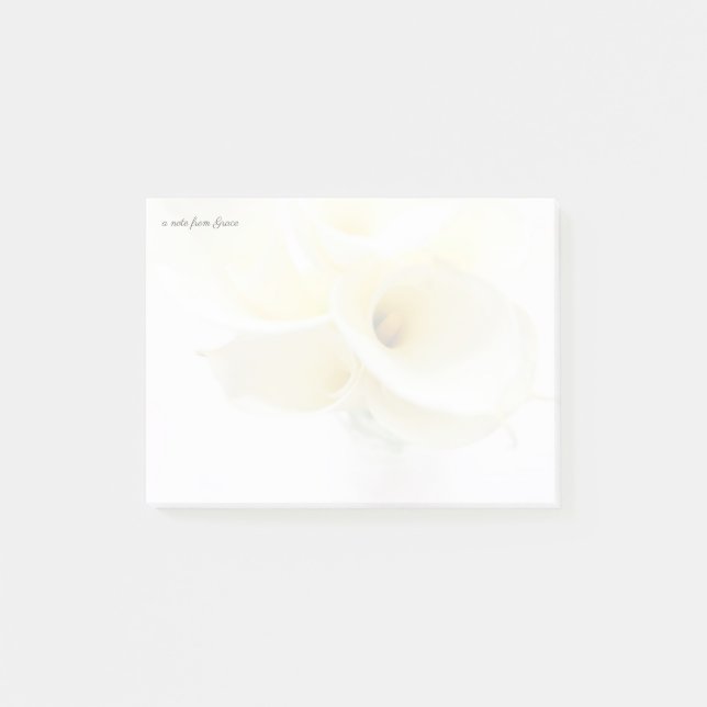 Bloco Post-it Lírios de Calla na perda de vaso (Frente)