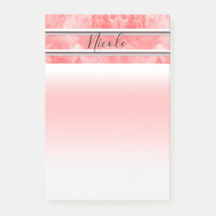 Bloco Post-it Listra Personalizada de Aquarela de Coral Laranja