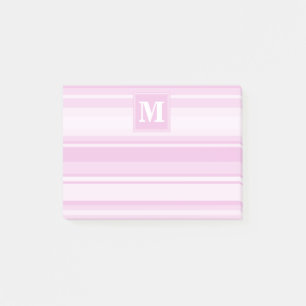 Bloco Post-it Listras rosa bebê monograma