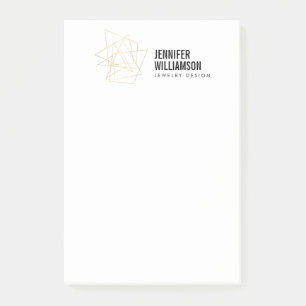 Bloco Post-it Logotipo geométrico abstrato White/Dourado