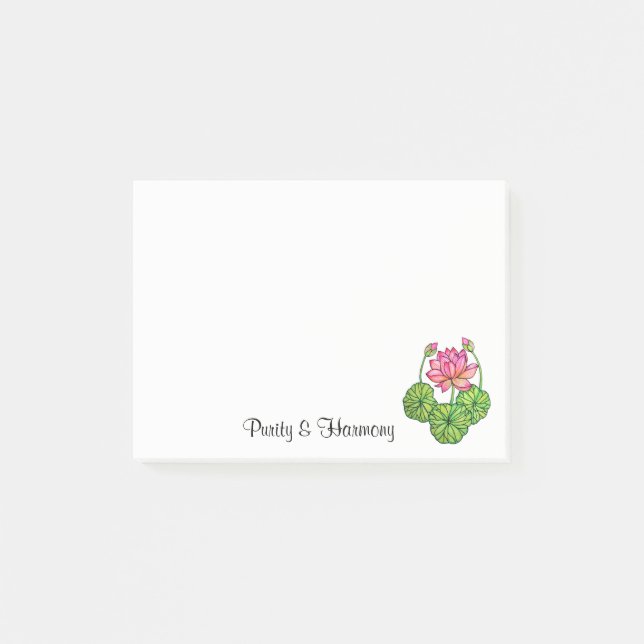 Bloco Post-it Lotus Cor-de-Água Rosa com Compartimentos e Folhas (Frente)