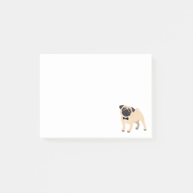 Bloco Post-it Love Pug Puppy Dog Cartoon Posta IT Stick Notes (Frente)