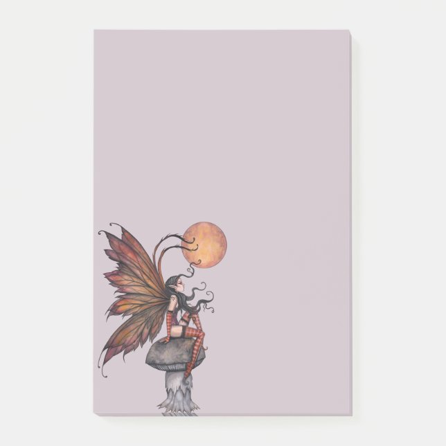 Bloco Post-it Lua Amarela de Autumn Fairy Fantasy Art (Frente)