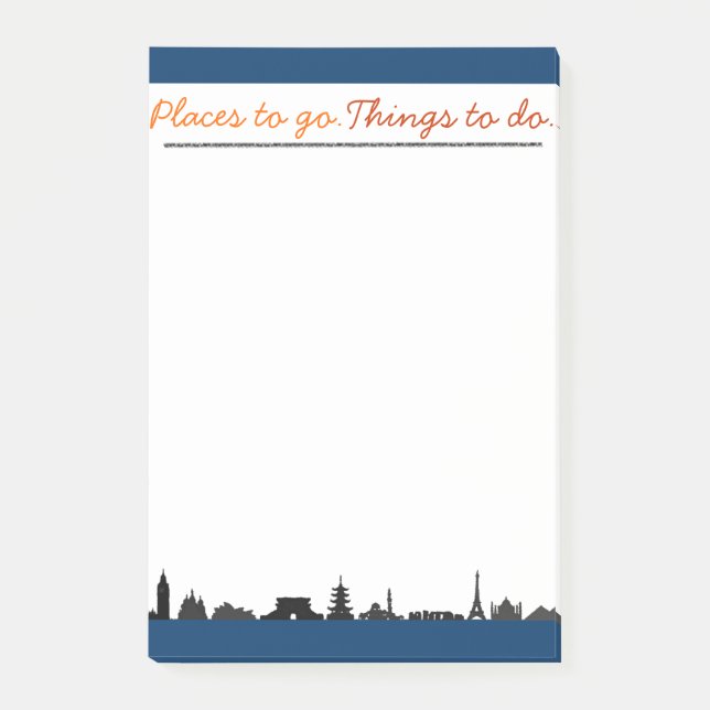 Bloco Post-it Lugares Para Ir, Coisas Para Fazer Grandes Postas. (Frente)