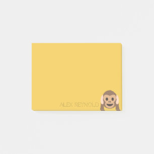 Bloco Post-it Macaco engraçado Emoji Nome personalizado