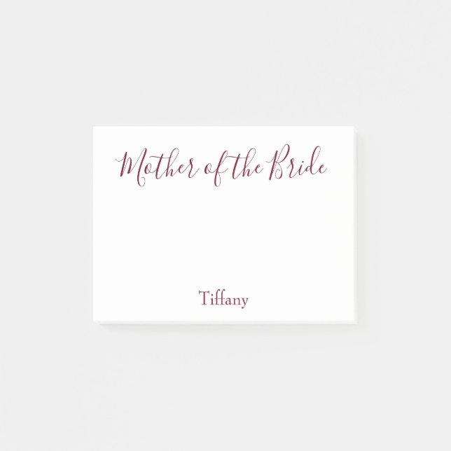 Bloco Post-it Mãe da Noiva Branca e Borgonha (Frente)