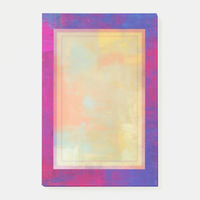 Bloco Post-it Magenta e Azul Pintura Abstrata (Frente)
