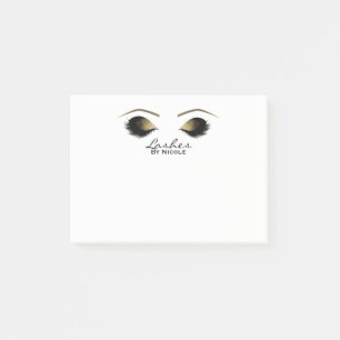 Bloco Post-it Maquiagem Olhos Dourados Cílios Personalizados