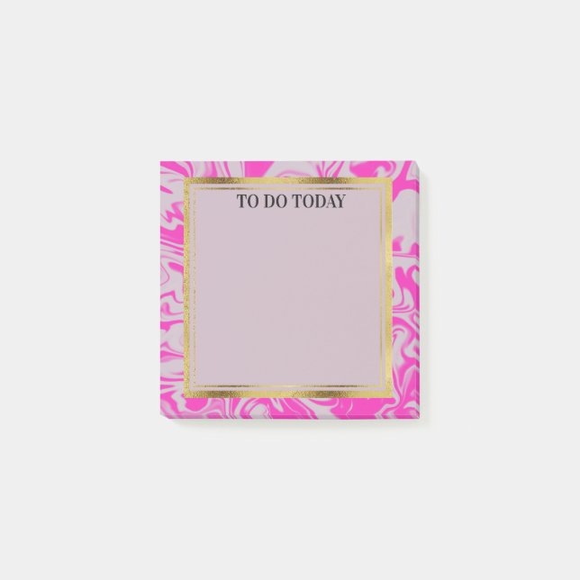 Bloco Post-it Marble de Aquarela Rosa Personalizado 3x3 (Frente)