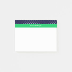 Bloco Post-it Marinho Azul Wt Bolinhas Esmerald Verde Nome Monog
