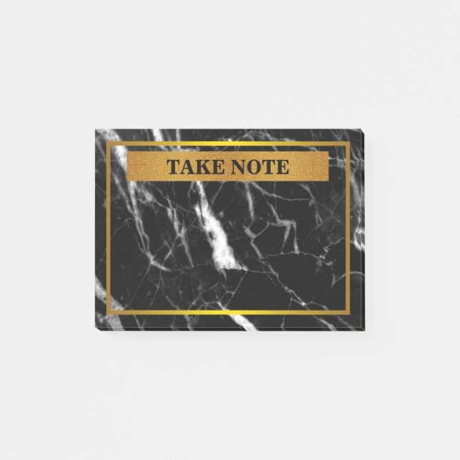 Bloco Post-it Mármaco Personalizado Nota com borda dourada (Frente)