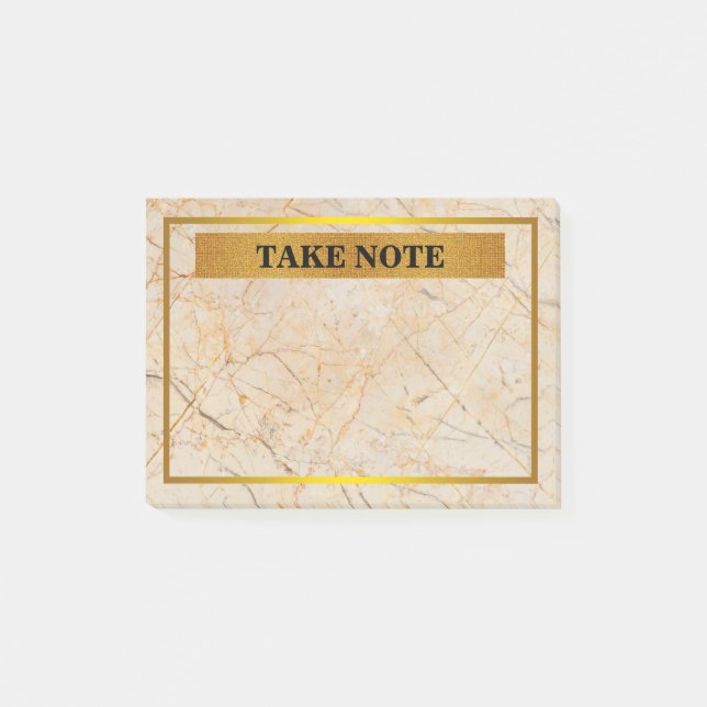 Bloco Post-it Mármaco Personalizado Nota com borda dourada (Frente)