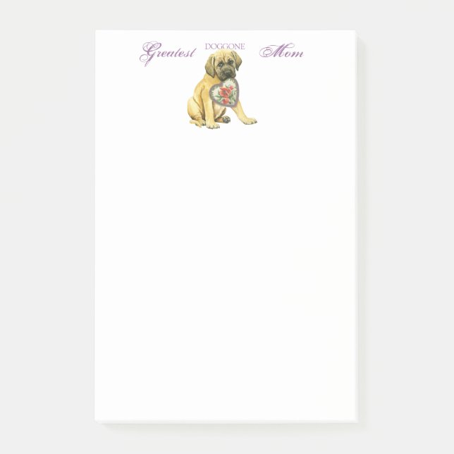 Bloco Post-it Mastiff Hearts Mãe (Frente)