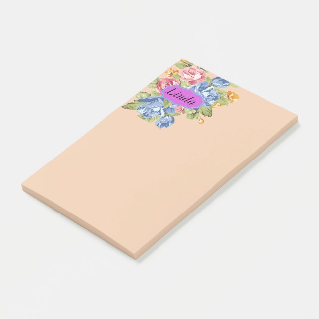 Bloco Post-it Matriz De Flores Com Placa De Nome (Inclinado)