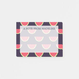 Bloco Post-it Melancia de néon no teste padrão roxo