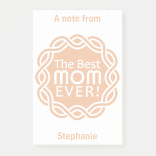 Bloco Post-it MELHOR nome personalizado MOM e notas de Posto de
