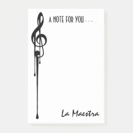 Bloco Post-it MELTPOINT White Black G-Clef 'La Maestra' Personal