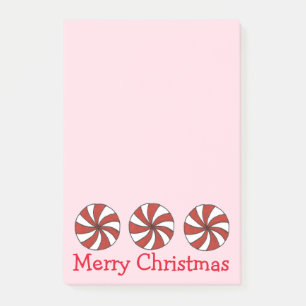 Bloco Post-it Merry Natal Pink Peppermint Mint Candy Duro