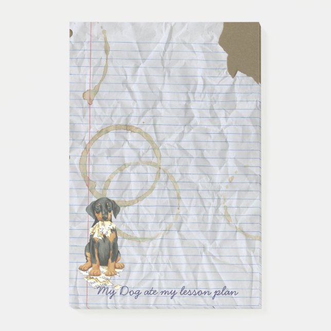 Bloco Post-it Meu Doberman Comeu meu Plano de Lição (Frente)