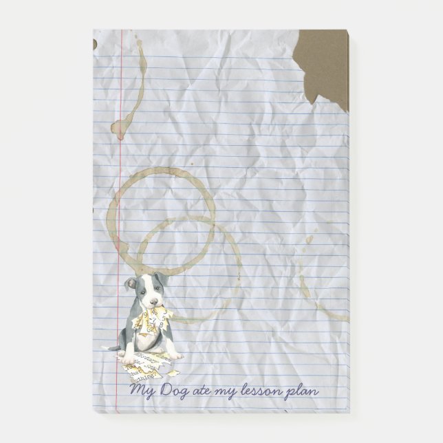 Bloco Post-it Meu pitbull comeu meu plano de aula (Frente)