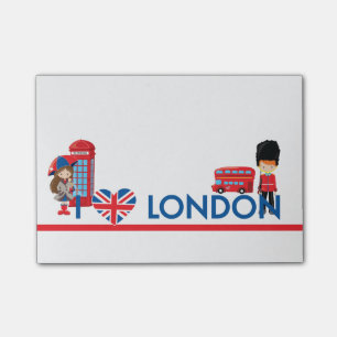 Bloco Post-it Mim coração Londres com o ônibus e o mais da