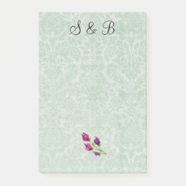 Bloco Post-it Mint Green Damask Initials Post-it® Notes 4 x 6