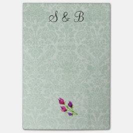 Bloco Post-it Mint Green Damask Initials Post-it® Notes 4 x 6