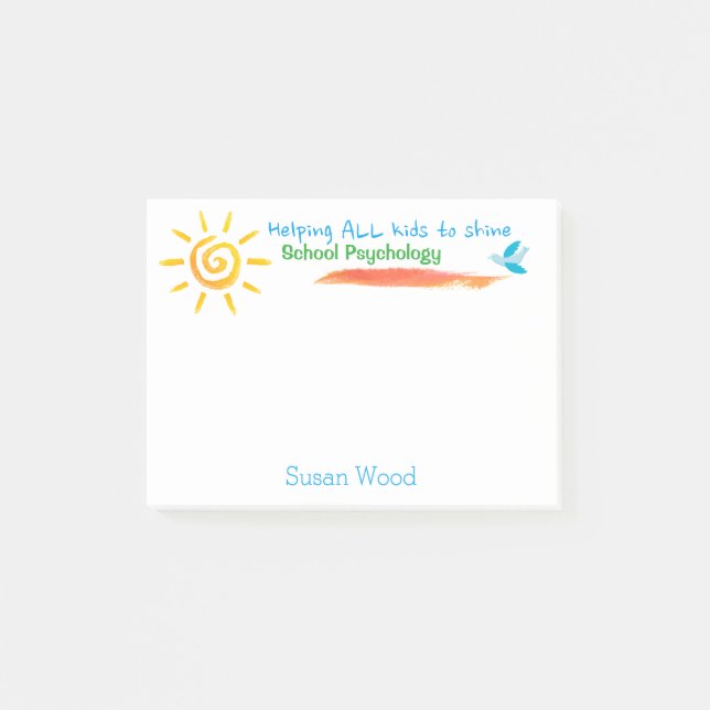 Bloco Post-it Miúdos de ajuda para brilhar post-it da psicologia (Frente)