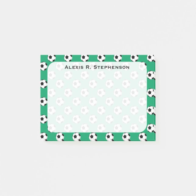 Bloco Post-it Monograma - Bolas de Futebol Shamrock Verde (Frente)
