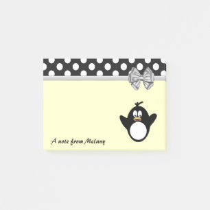 Bloco Post-it Monograma de bolinhas de pinguim girino engraçado 