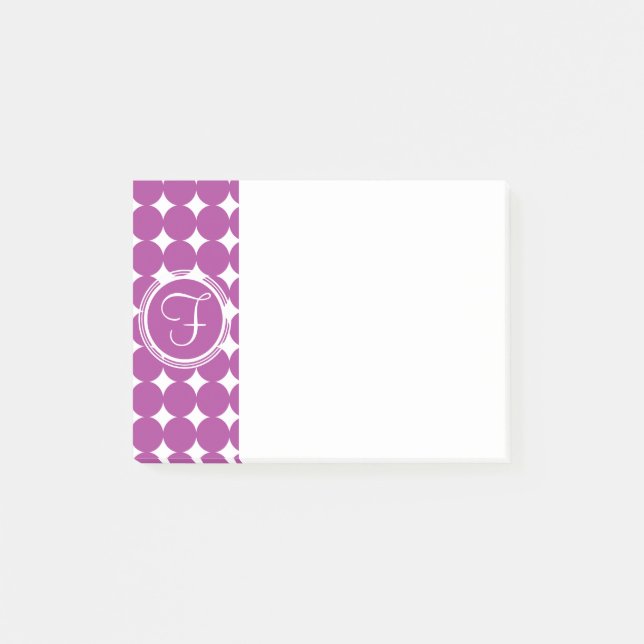 Bloco Post-it Monograma de Bolinhas roxa (Frente)