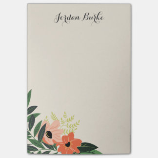 Bloco Post-it Monograma de Borda Floral Chic