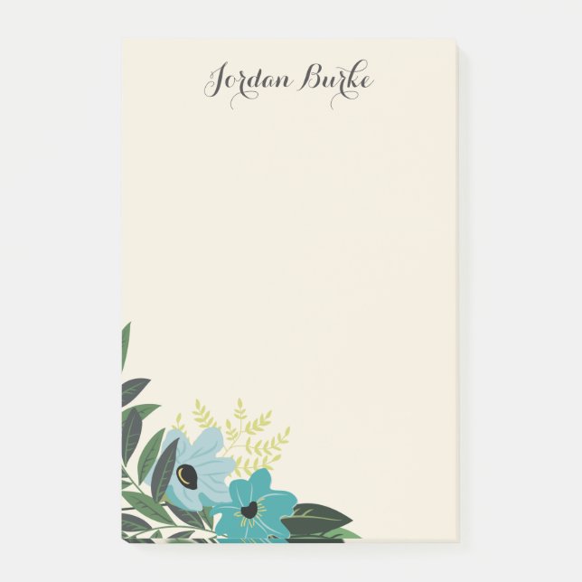 Bloco Post-it Monograma de Borda Floral Chic (Frente)