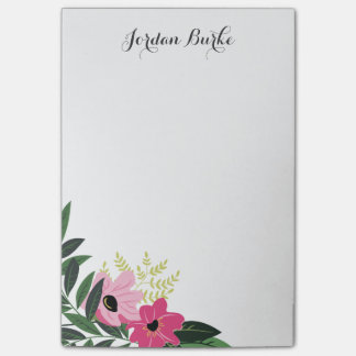 Bloco Post-it Monograma de Borda Floral Chic