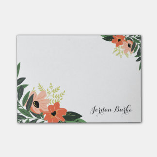 Bloco Post-it Monograma de Borda Floral Chic