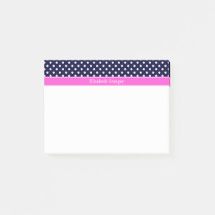 Bloco Post-it Monograma de Fita Rosa Quente do Marinho White Bol
