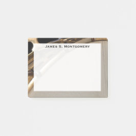 Bloco Post-it Monograma de Música Branco e Banjo Dourado