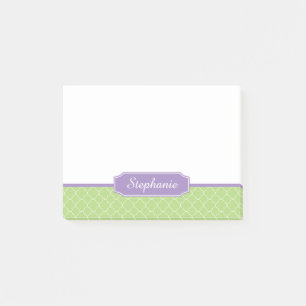 Bloco Post-it Monograma de Quatrefoil Puro primavera Verde