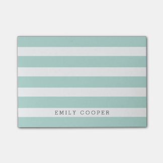 Bloco Post-it Monograma de Stripes Clássicas Mint e White